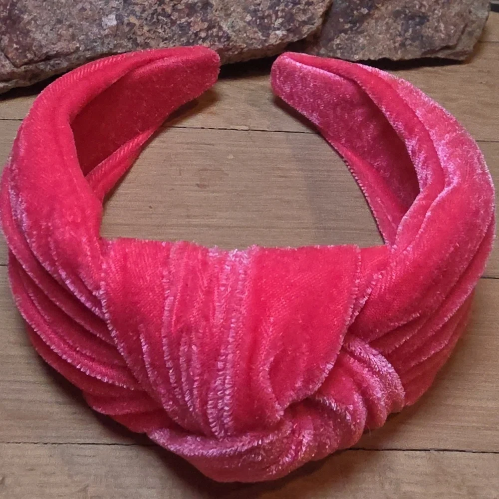 New Wide Pop Pink Velvet Top Knot Headband fall christmas Luxe Luxury | NWOT